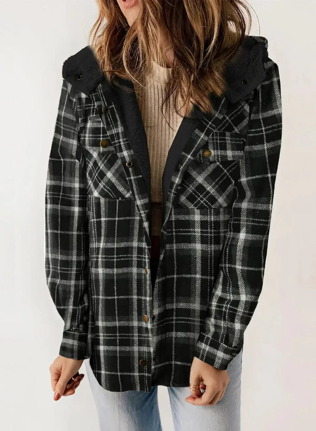Joana™ | Veste à carreaux pour femmes avec capuche