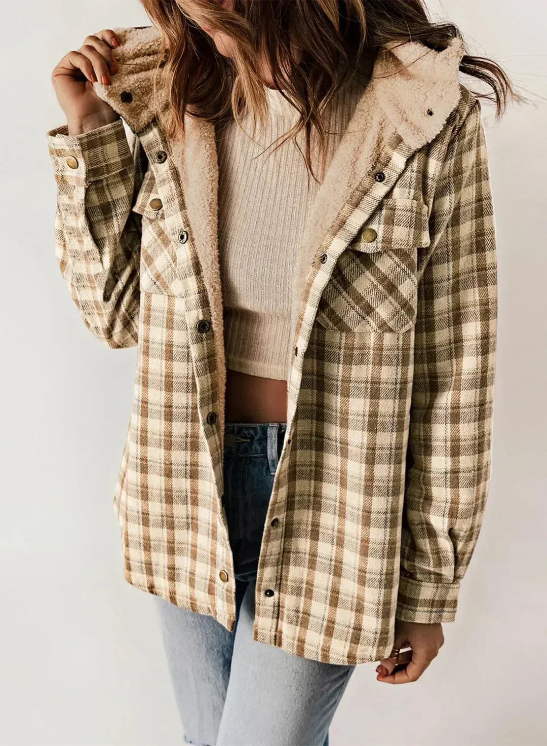 Joana™ | Veste à carreaux pour femmes avec capuche