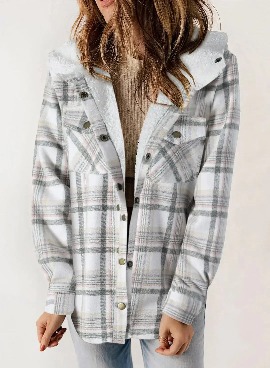 Joana™ | Veste à carreaux pour femmes avec capuche