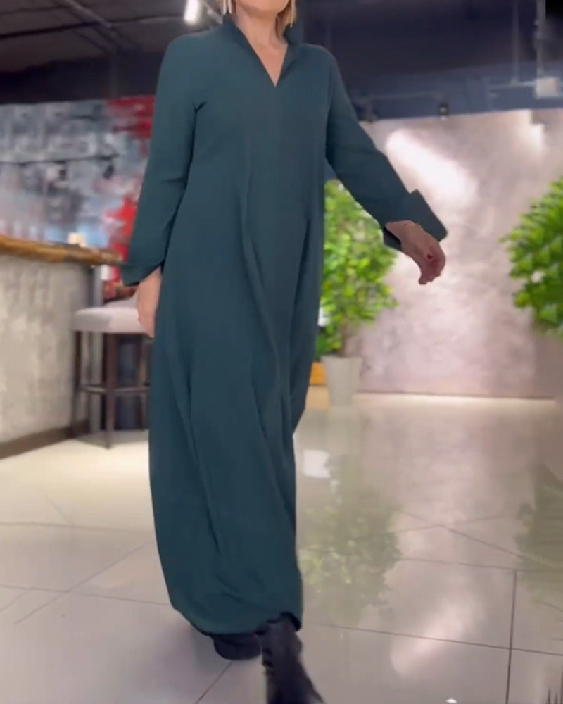 Evia™ | Robe longue ample avec revers et fente latérale