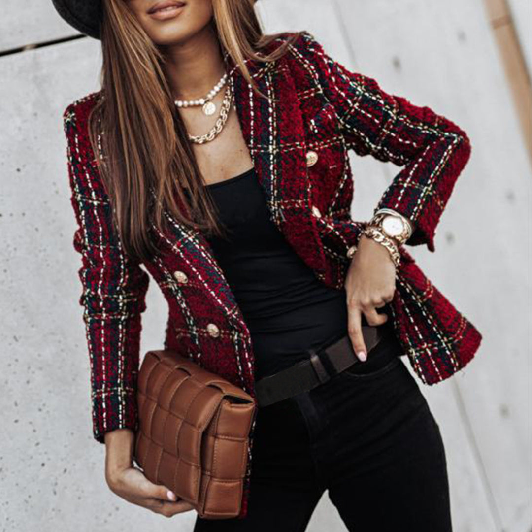 Dory™ | Blazer pour femmes élégant à double boutonnage avec motif à carreaux