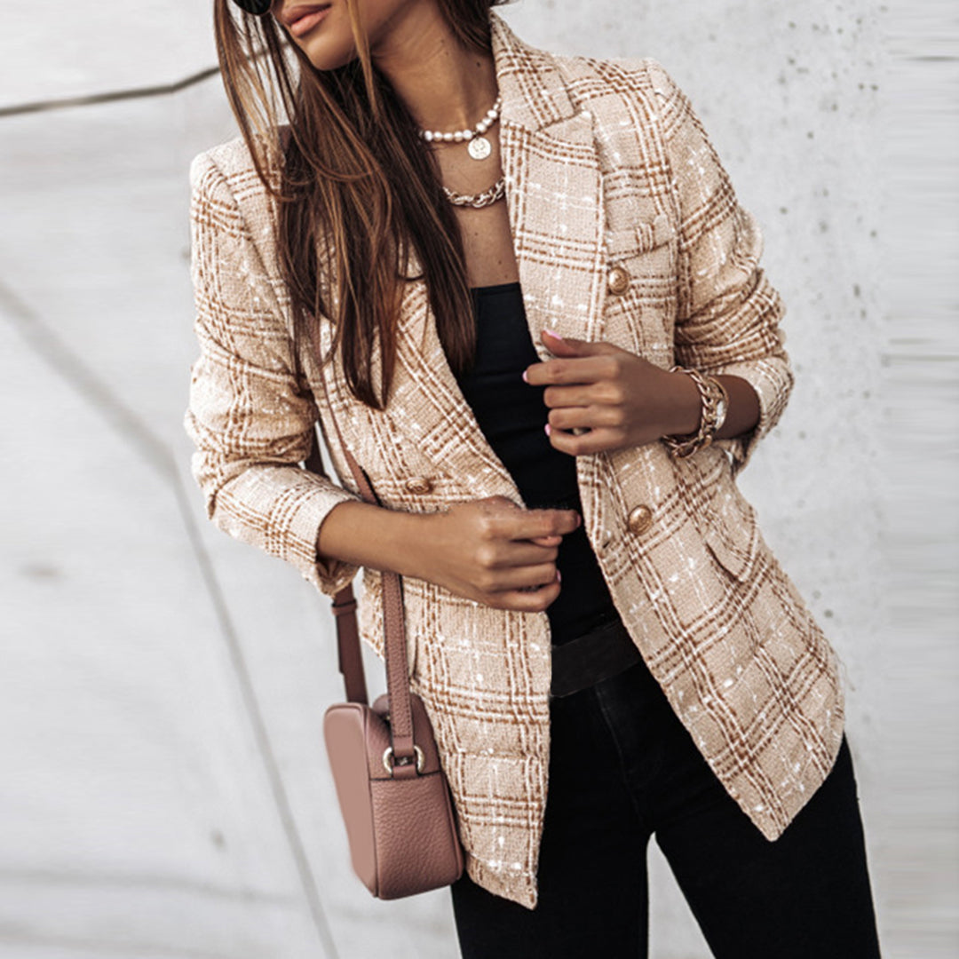 Dory™ | Blazer pour femmes élégant à double boutonnage avec motif à carreaux